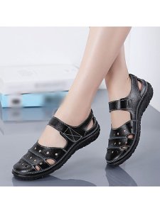 Berrylook Casual hollow low-heel mother sandals shoppers stop, shop, Solid Flat & Loafers,