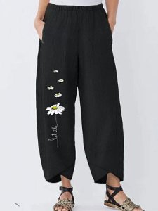 Berrylook Casual Loose Little Daisy Flower Ladies Wide Leg Pants online shop, fashion store,