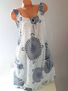 Berrylook Casual Round Neck Colorblock Print Sleeveless Dress online shop, shoppers stop, printing Shift Dresses, long white dress, flowy dresses