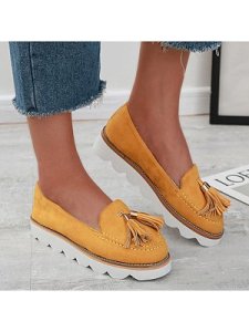 Berrylook Casual round toe shallow mouth tassel single shoes clothing stores, fashion store,