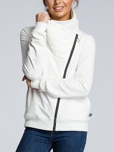Berrylook Casual Sloping Zipper Irregular Collar Pleated Sweatshirts online sale, online shopping sites, hoodies for men, white hoodie