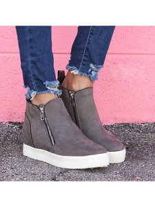 Berrylook Casual thick bottom side zip solid color boots online sale, fashion store, Solid Sneakers,