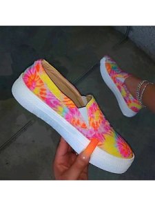 Berrylook Casual tie-dye hand-painted colorful round toe loafers clothing stores, shoppers stop,