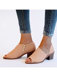 Berrylook Chunky Mid Heeled Peep Toe Casual Sandals clothes shopping near me, online,