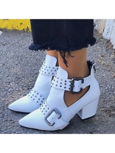 Berrylook Chunky Mid Heeled Point Toe Date Outdoor Short High Heels Boots stores and shops, online stores,