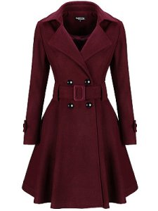 Berrylook Classical Lapel Double Breasted Plain Swing Woolen Coats sale, clothes shopping near me, warm coats for women, military jacket women