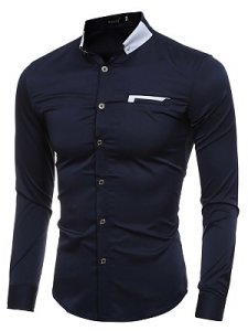 Berrylook Contrast Turn Down Collar Men Shirts online stores, shop,