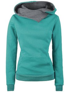 Berrylook Cowl Neck Kangaroo Pocket Color Block Hoodie stores and shops, shoping, hoodie jacket, women's sweatshirts