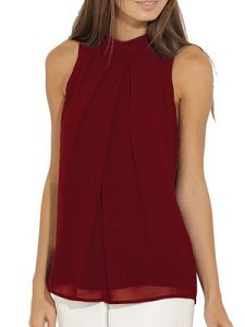 Berrylook Crew Neck Cutout Plain Blouses shoppers stop, clothing stores, red top, white top