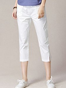Berrylook Cropped trousers women spring and summer 2019 thin section high waist cotton women's pants harem large size loose white split casual pants online shop, stores and shops, Solid Casual Pants,