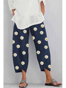 Berrylook Daisy Printed Loose-Fitting Casual Pants stores and shops, shoping,