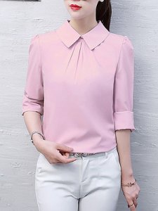 Berrylook Doll Collar Plain Blouse clothing stores, shop, womens shirts, work blouses