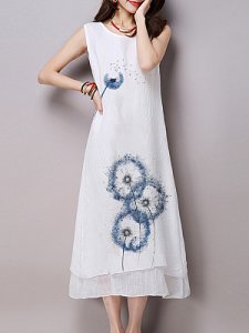 Berrylook Double-layer Vest Printed Cotton And Linen Dress clothing stores, online stores, graduation dress, lace maxi dress