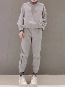 Berrylook Embroidered autumn and winter high neck sweater loose fashion sports two-piece suit online shop, online sale,