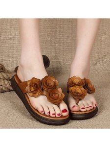 Berrylook Ethnic style flower platform women's heel sandals online, clothing stores,