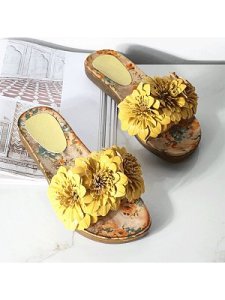Berrylook Ethnic style flowers painted sandals sale, clothes shopping near me,