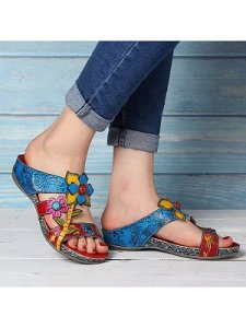 Berrylook Ethnic style Velcro retro flower slippers clothes shopping near me, shoppers stop,