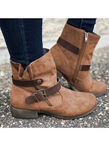 Berrylook European and American flat retro boots clothes shopping near me, online shopping sites, Solid Flat Boots,