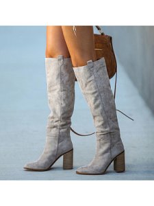 Berrylook European and American high-heeled thick heel over-the-knee women's boots shoping, shoppers stop,
