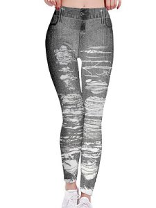 Berrylook Fashion 3D printed imitation denim leggings shoppers stop, shoping, sequin leggings, high waisted leggings