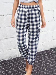 Berrylook Fashion all-match plaid casual pants online shopping sites, shop, Grid Casual Pants,