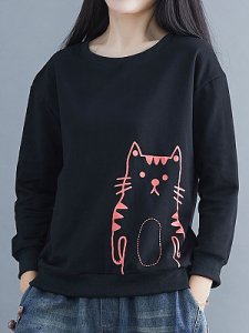 Berrylook Fashion cartoon print casual sweater shop, shoping, applique Sweatshirts, cool hoodies, sweatshirt