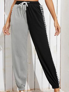 Berrylook Fashion color matching loose casual pants shop, online sale, splice Casual Pants,
