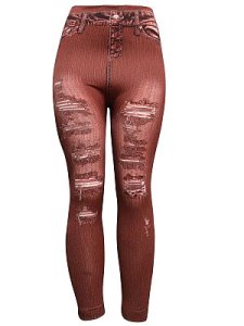 Berrylook Fashion denim hole print thin casual leggings online shop, online sale, tights for women, capri leggings