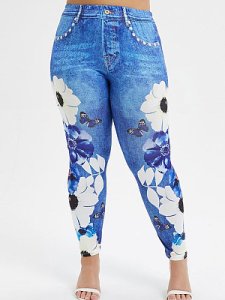 Berrylook Fashion digital printing imitation denim leggings yoga pants sale, clothes shopping near me, best leggings, grey leggings