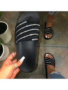 Berrylook Fashion flat bottom rhinestone slippers sale, shoping,