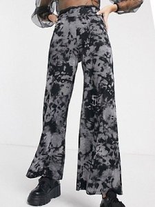 Berrylook Fashion high waist ink printed wide-leg pants online shopping sites, online shop, Tie Casual Pants,