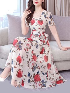 Berrylook Fashion Korean printed dress stores and shops, online sale, a line dress, long black dress