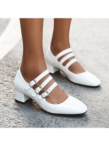 Berrylook Fashion simple solid color belt buckle low heel women's shoes online shopping sites, clothes shopping near me,