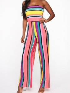 Berrylook Fashion striped contrast print tube top jumpsuit shoping, fashion store, mens jumpsuit, rompers
