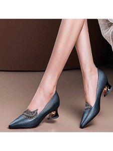 Berrylook Fashion thick heel shallow pointed toe women's shoes clothing stores, sale,