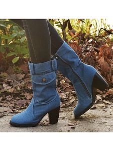 Berrylook Fashion Women's high-heel denim boots shoppers stop, clothing stores,