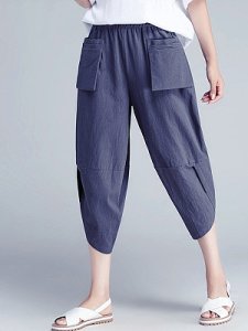 Berrylook Fashionable casual multicolor cotton and linen wide-leg pants online stores, online sale,