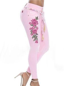 Berrylook Fashionable multicolor embroidered stretch jeans casual pants shop, online shopping sites, dress pants, pants