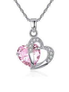 Berrylook Faux Crystal Rhinestone Heart Necklaces clothing stores, fashion store,