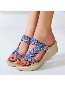 Berrylook Flower pattern wedge heeled sandals online stores, shoping,