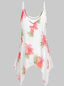 Berrylook Flower Print Sleeveless Blouse shoping, shop, shirts & tops, white top