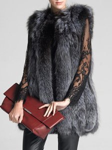 Berrylook Fluffy Faux Fur Collarless Plain Waistcoat online shop, online shopping sites, fur hood coat womens, jackets