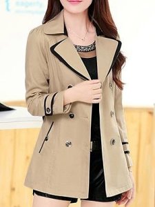 Berrylook Fold Over Collar Double Breasted Belt Plain Trench Coats online stores, online,