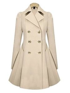 Berrylook Fold Over Collar Double Breasted Plain Coats sale, online stores, jackets for women, red leather jacket womens