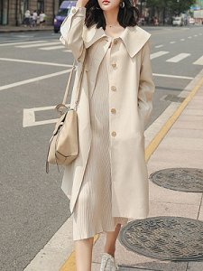 Berrylook French doll collar mid-length lace-up trench coat stores and shops, shoping,