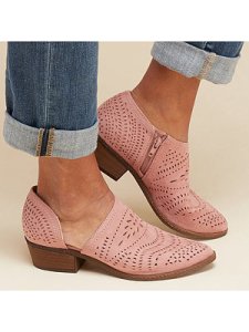 Berrylook Hollow Out Plain Chunky Low Heeled Velvet Point Toe Date Outdoor Ankle Ankle Boots stores and shops, clothing stores,