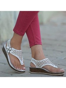 Berrylook Hollow Out Plain Peep Toe Date Travel Wedge Sandals online, stores and shops, Hollow Wedge Sandals,