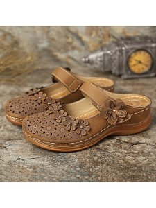 Berrylook Hollow Out Plain Round Toe Sandals shoping, clothes shopping near me,