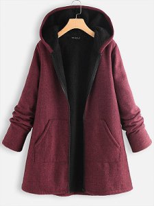 Berrylook Hooded Plain Coat clothes shopping near me, online stores, plain Coats, military jacket women, hooded leather jacket womens