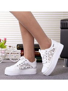 Berrylook Lace Low Heeled Lace Criss Cross Round Toe Casual Sneakers online sale, stores and shops,